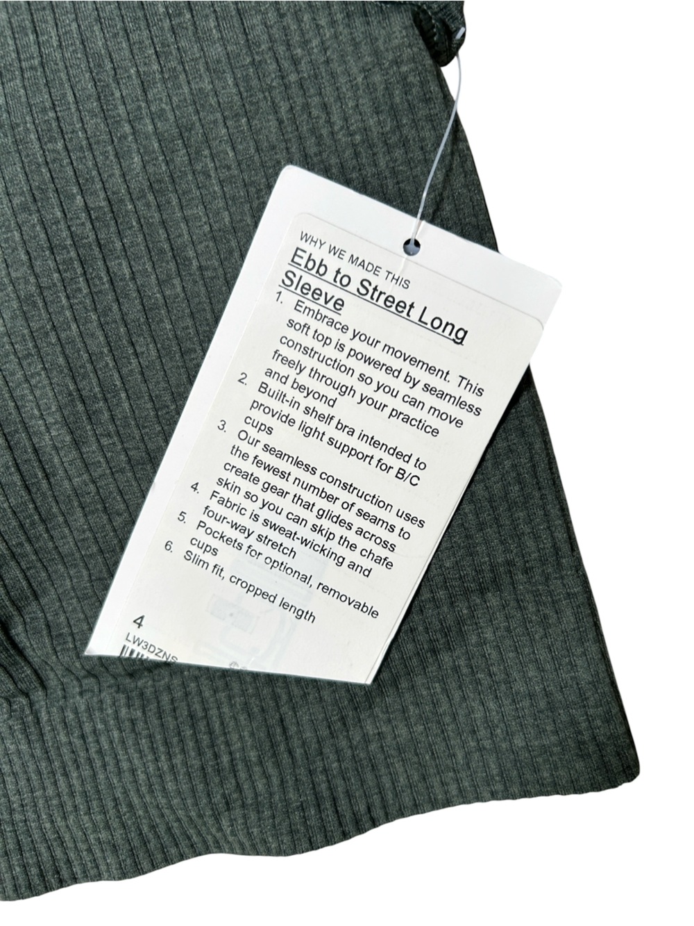 Lululemon Ebb to Street Long Sleeve Shirt Smoked Spruce, Size 4 W3DZNS - Picture 6 of 6